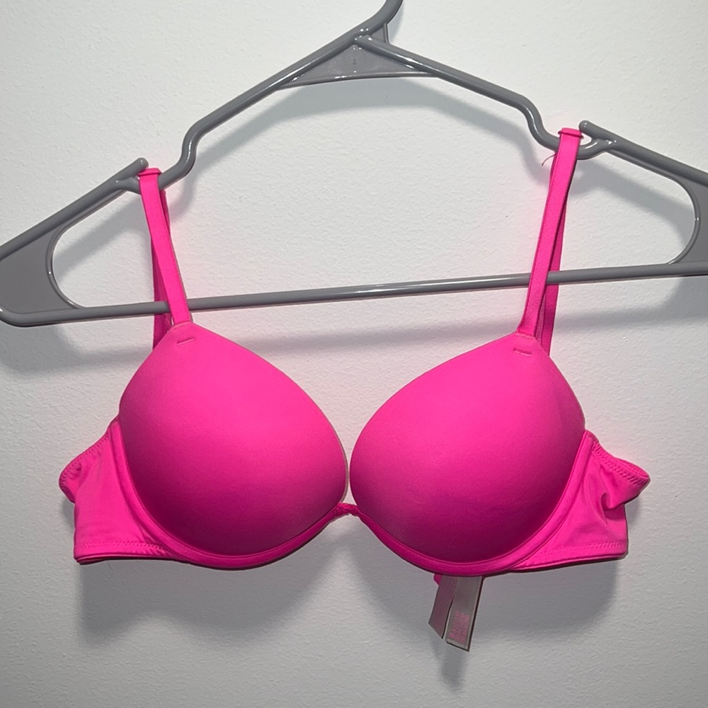 Hot pink push-up pink bra